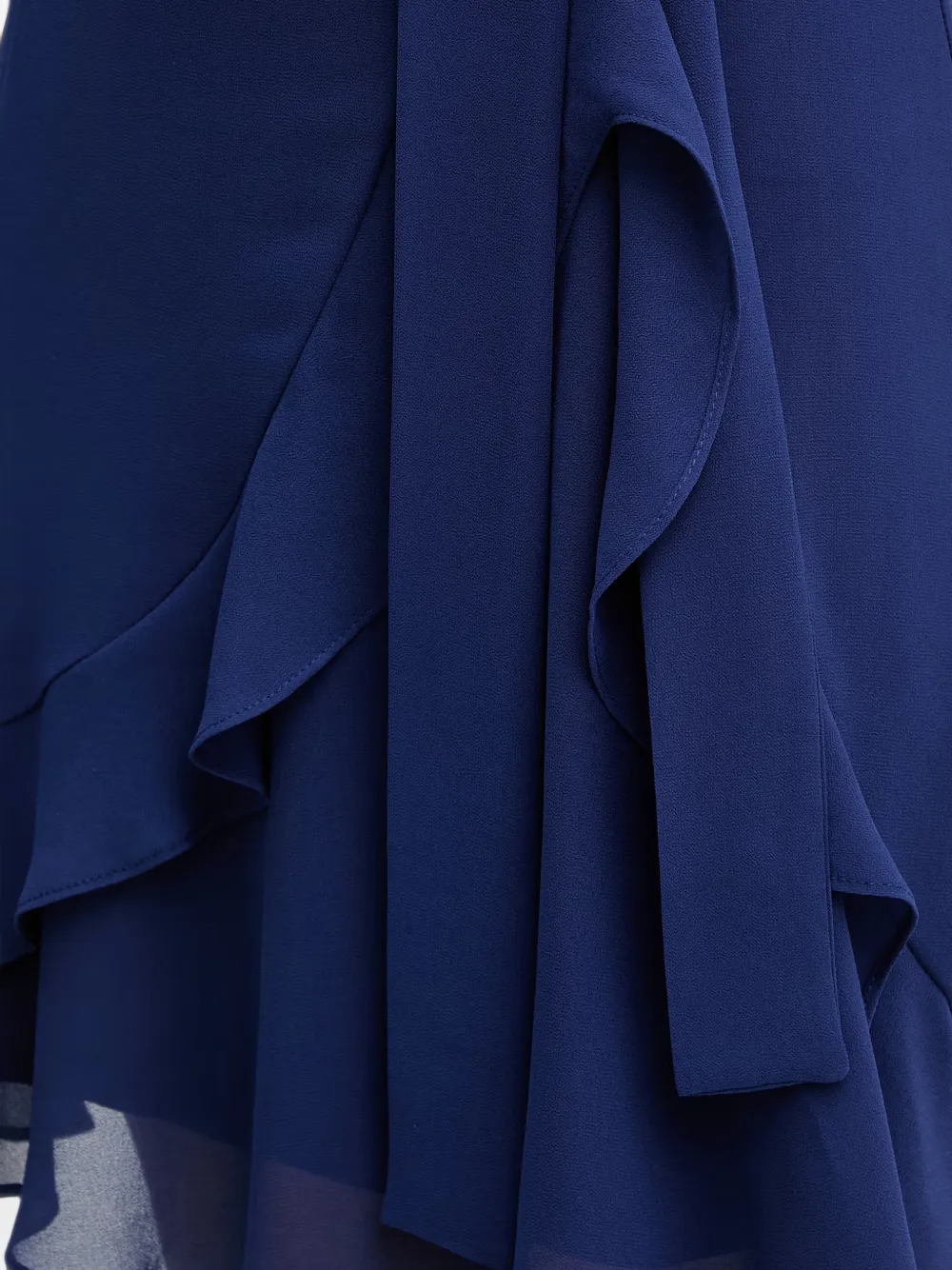 Morgan Rosval ruffled wrap-style mini dress Blauw