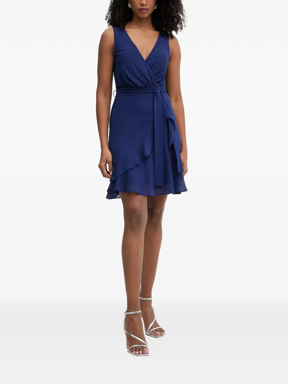 Morgan Rosval ruffled wrap-style mini dress Blauw