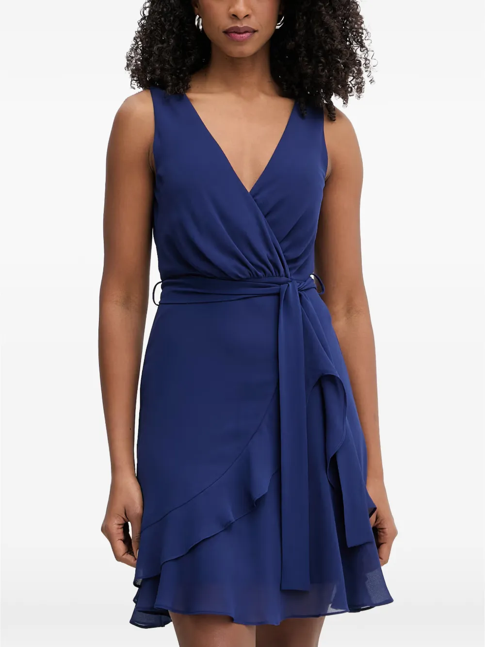Morgan Rosval ruffled wrap-style mini dress Blauw