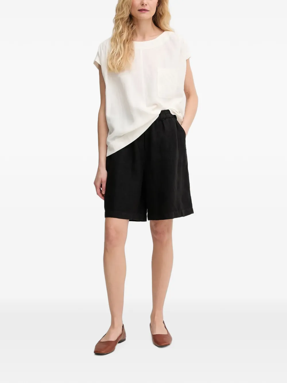 Mos Mosh MMEmmie elastische linnen shorts Zwart