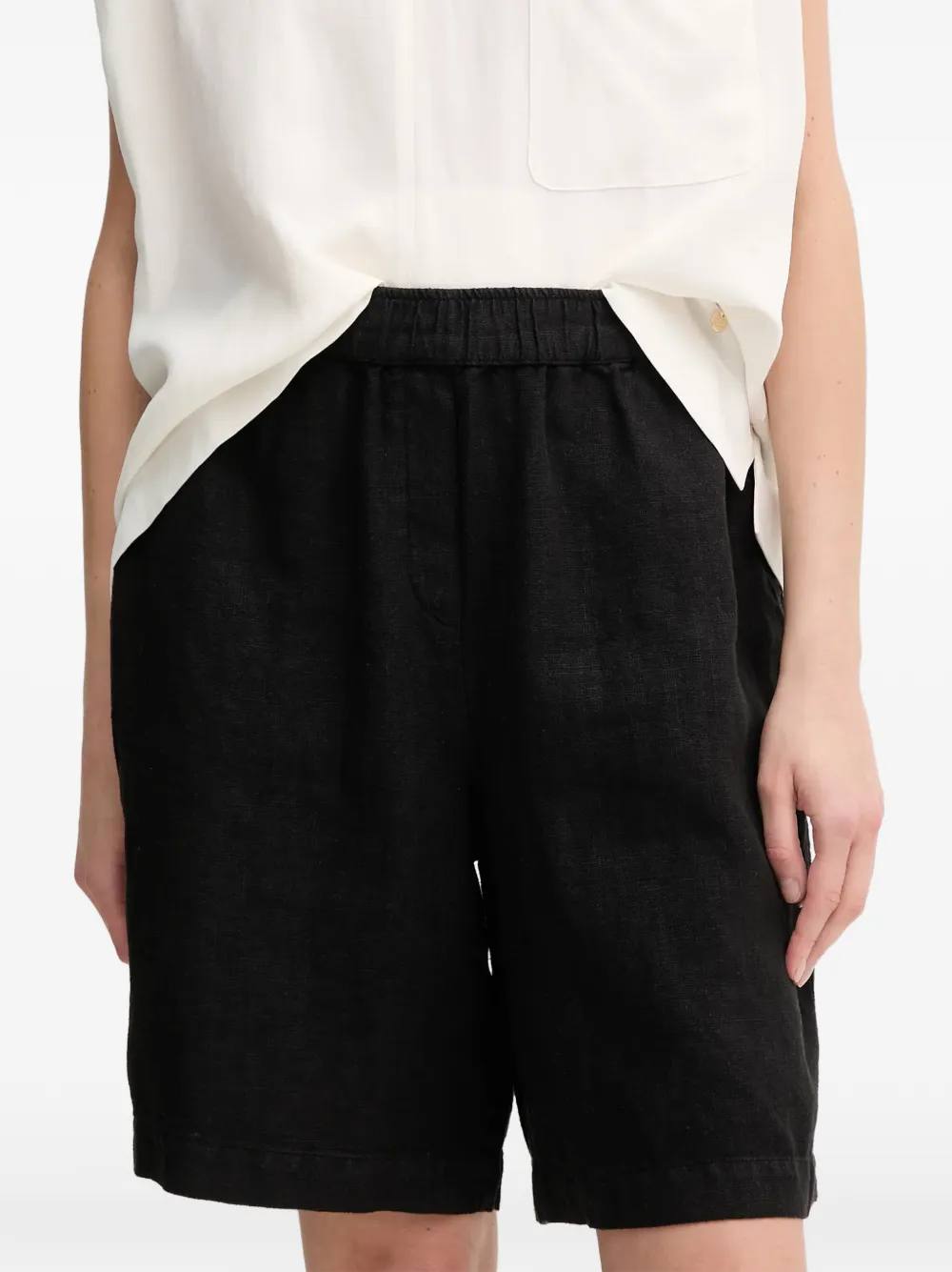 Mos Mosh Mmemmie Elasticated Linen Shorts In Black