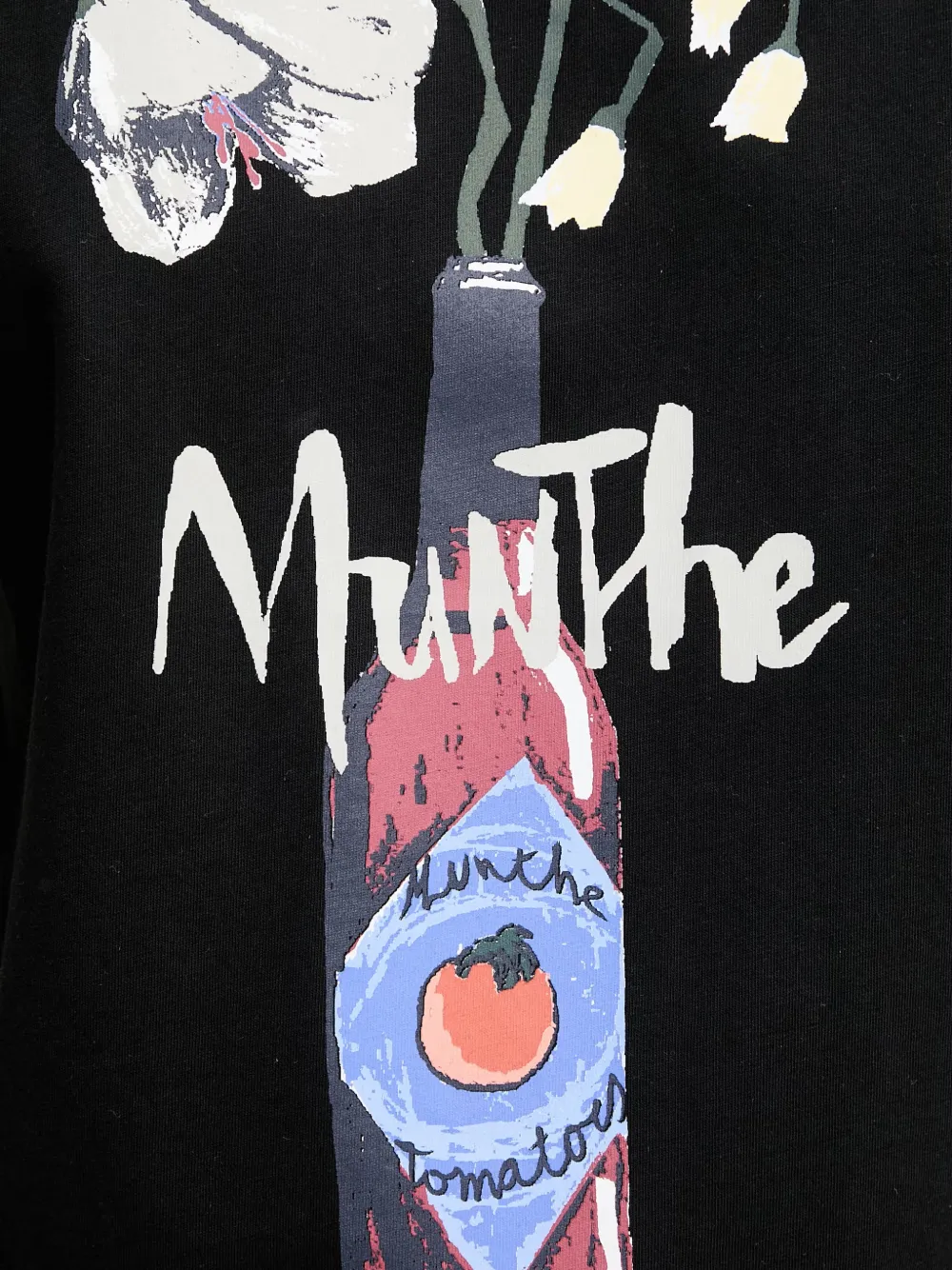MUNTHE Bilcis T-shirt met grafische print Zwart