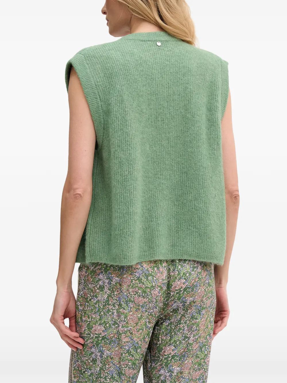 Mos Mosh MMThora gebreide top met geribbelde afwerking Groen