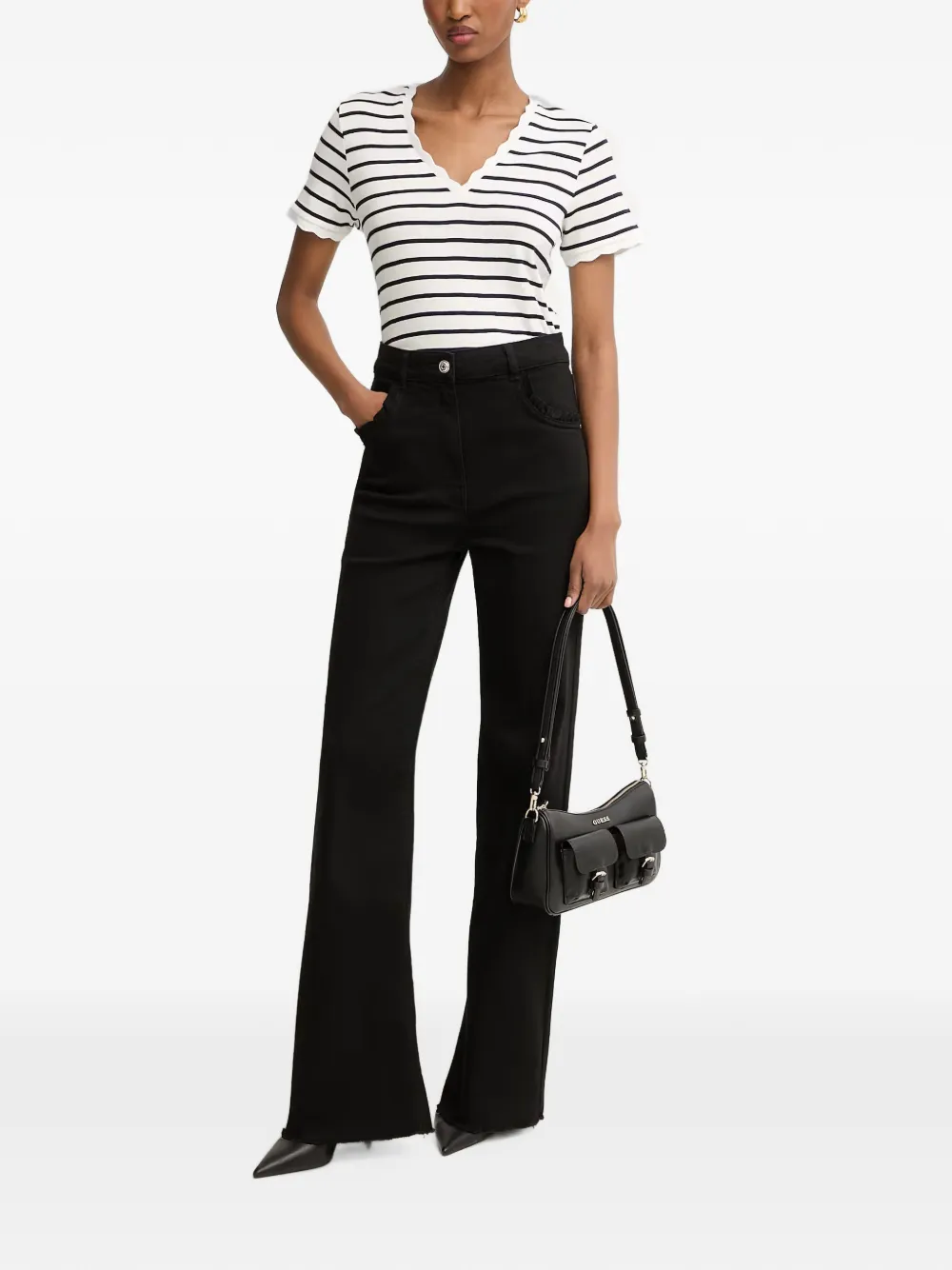 Morgan high-waist wide-leg jeans Zwart