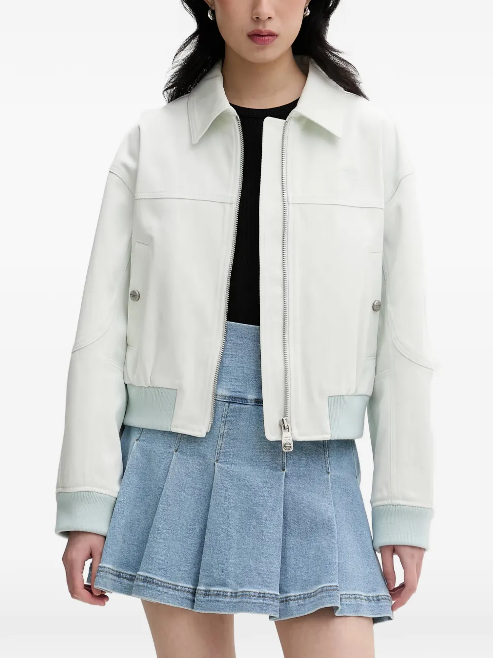 Miss Sixty zip-up panelled cropped jacket - Blu