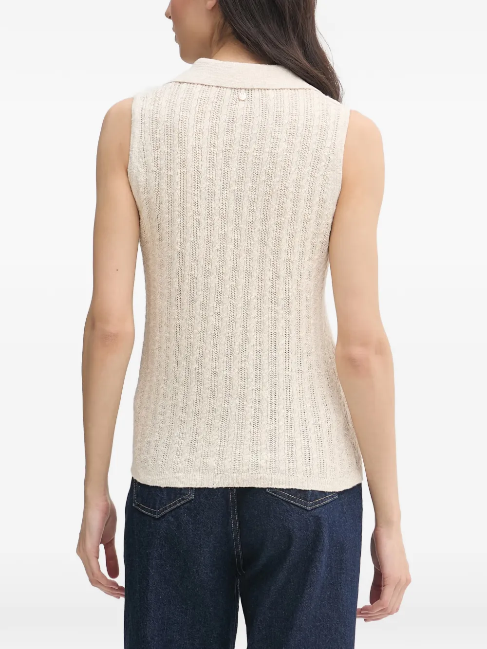 Mos Mosh MMRinja Marisol kabelgebreide top met knopen Beige