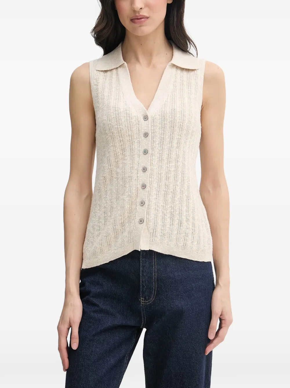 Mos Mosh MMRinja Marisol cable-knit button-up top