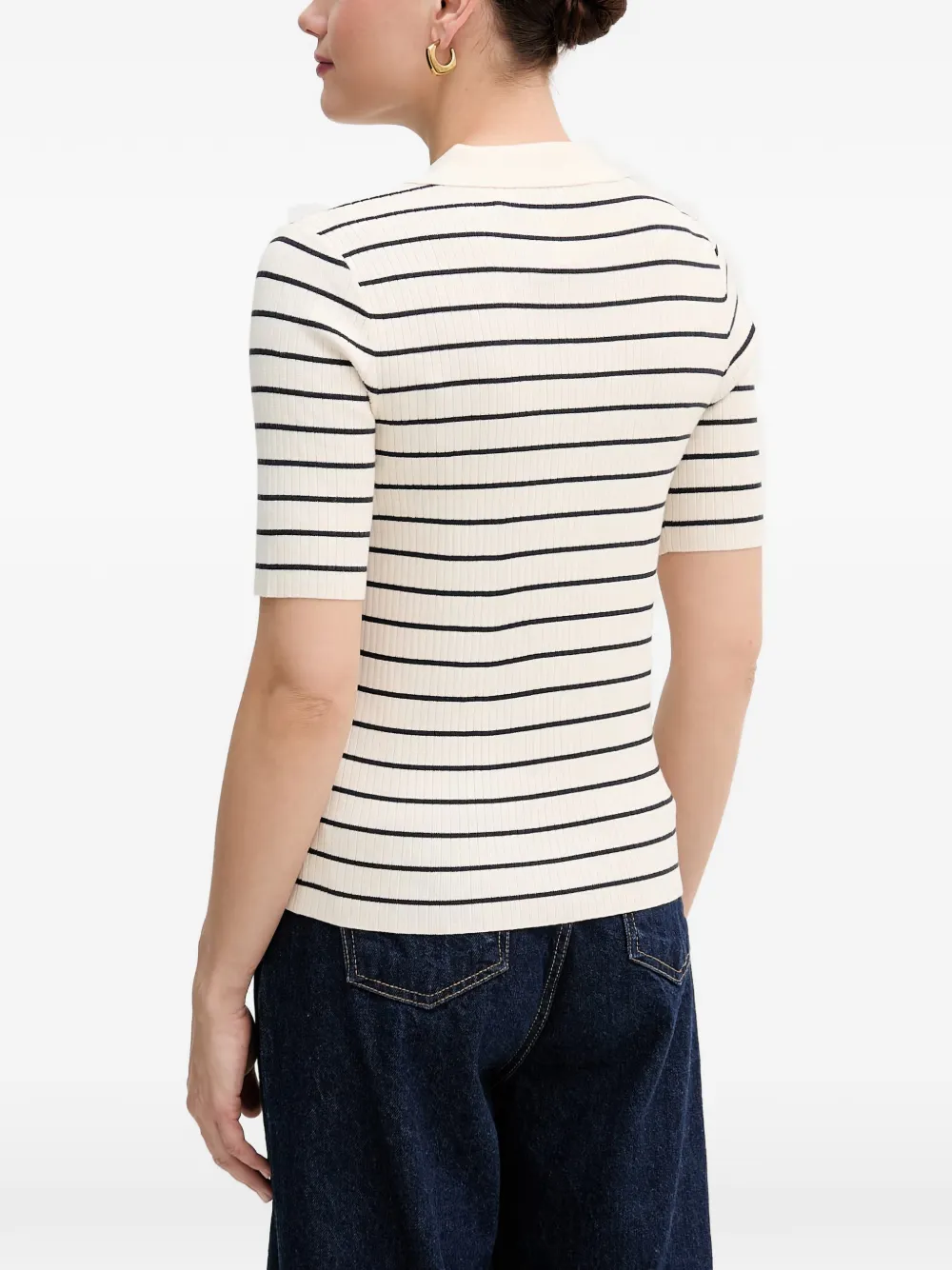 Mos Mosh Caliz ribgebreid poloshirt Wit