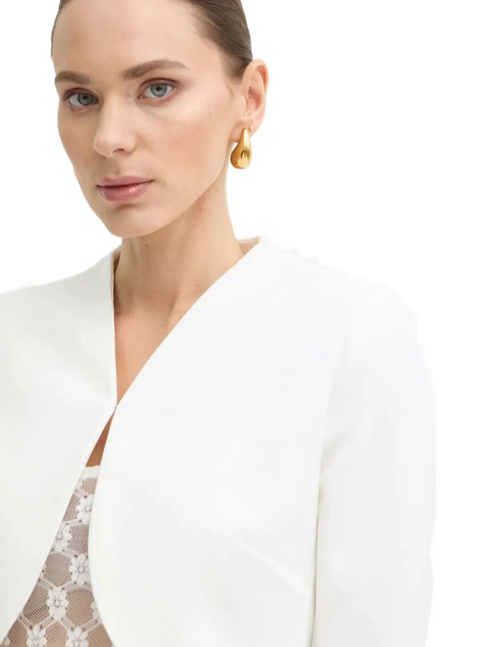 Morgan Cropped jack met knoopmanchetten Beige