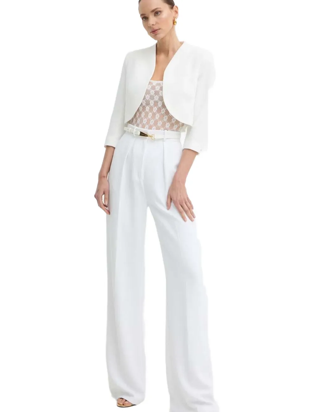 Morgan Cropped jack met knoopmanchetten Beige