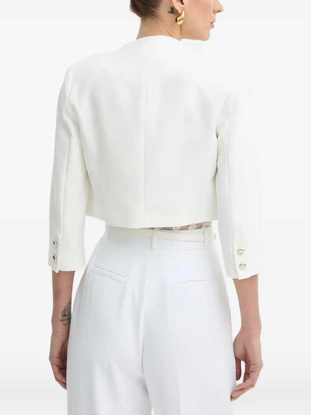 Morgan Cropped jack met knoopmanchetten Beige