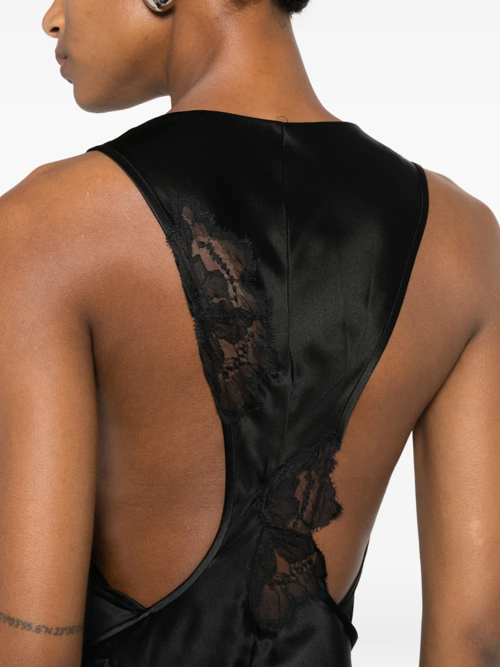 SIR. Montparnasse maxi-jurk met afwerking van kant Zwart