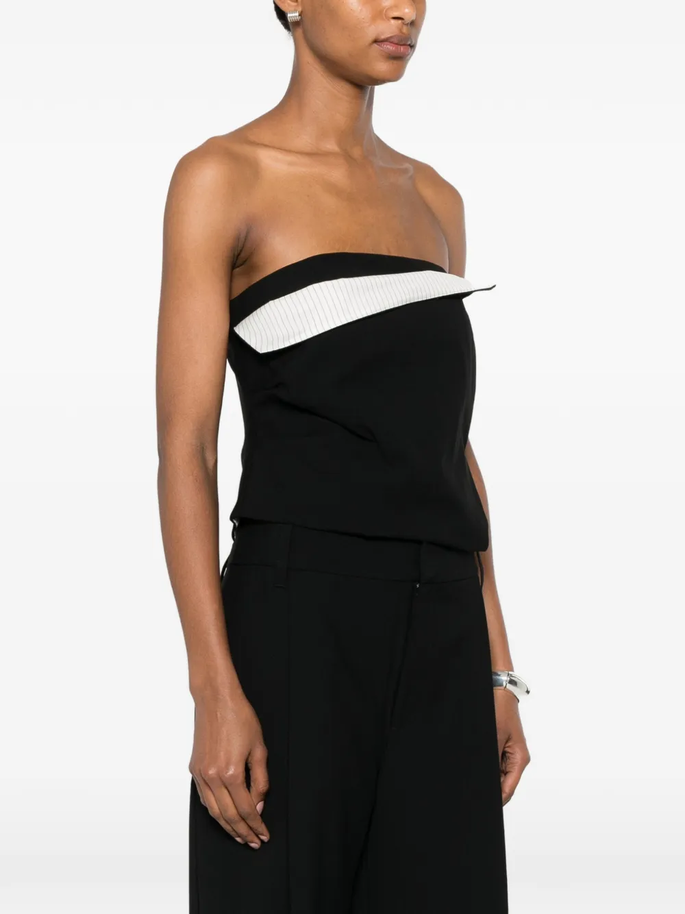 SIR. Rivoli bandeau top met krijtstreep Zwart