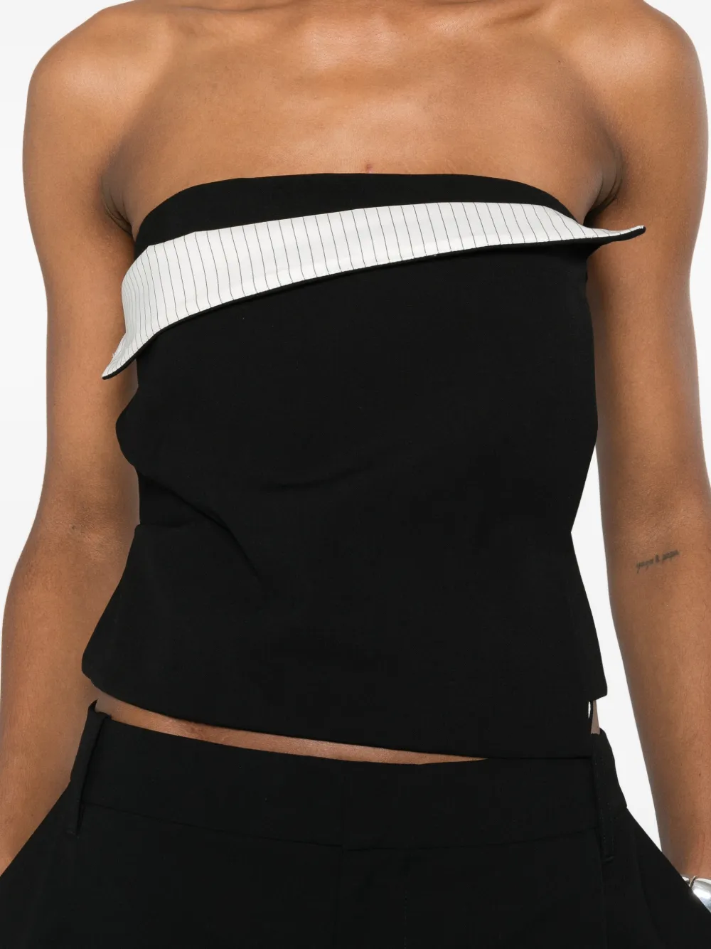 SIR. Rivoli bandeau top met krijtstreep Zwart