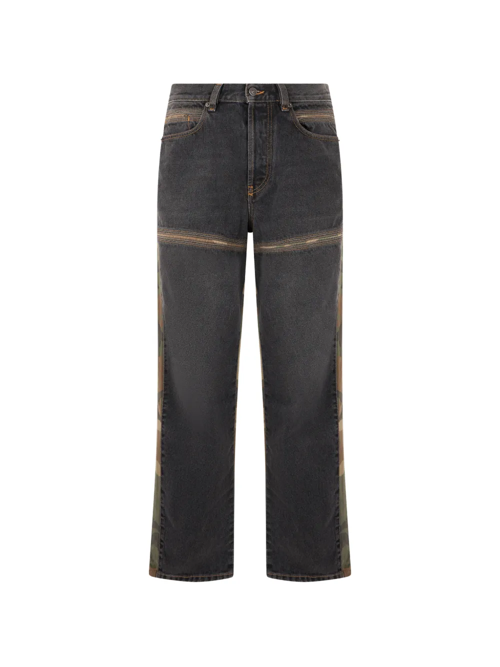 Diesel D-Mand camouflage-panelled straight-leg jeans - Nero