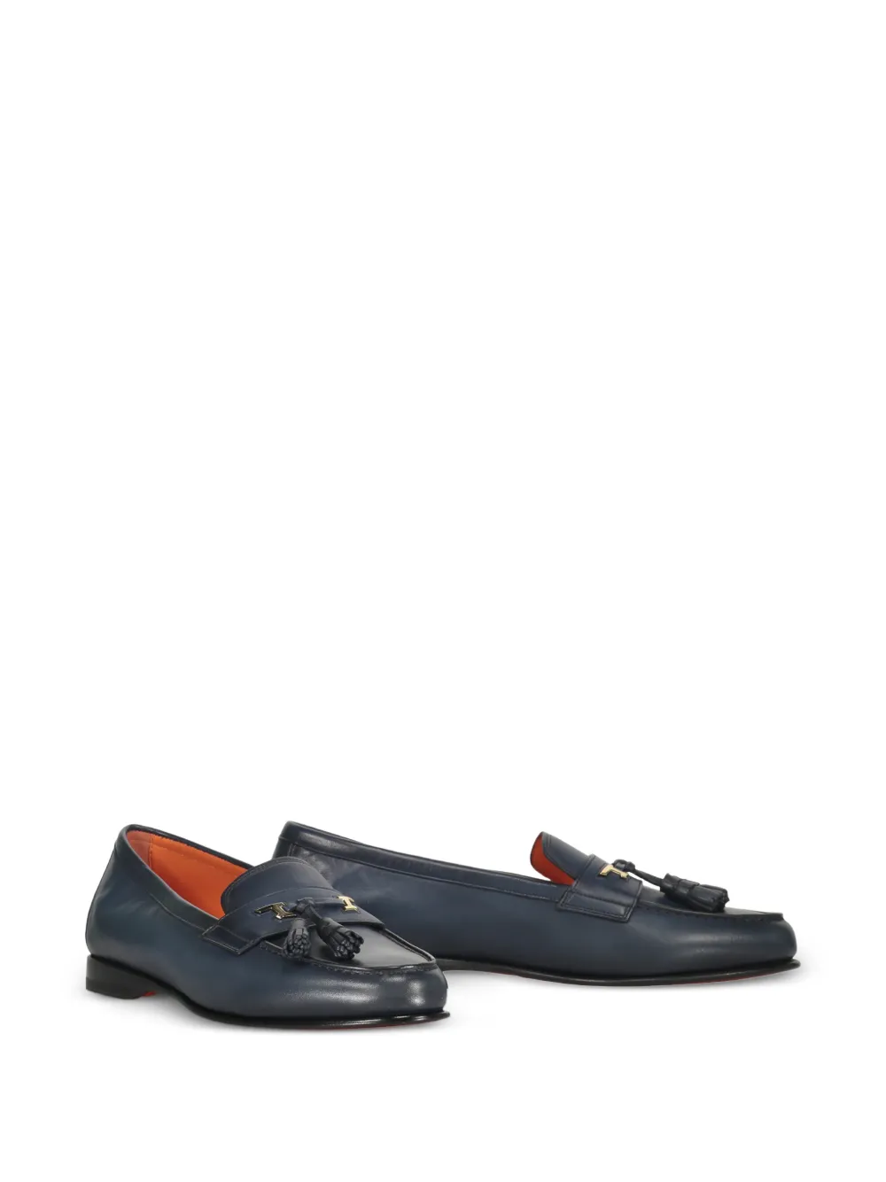 Santoni tassel-detail leather loafers Blauw