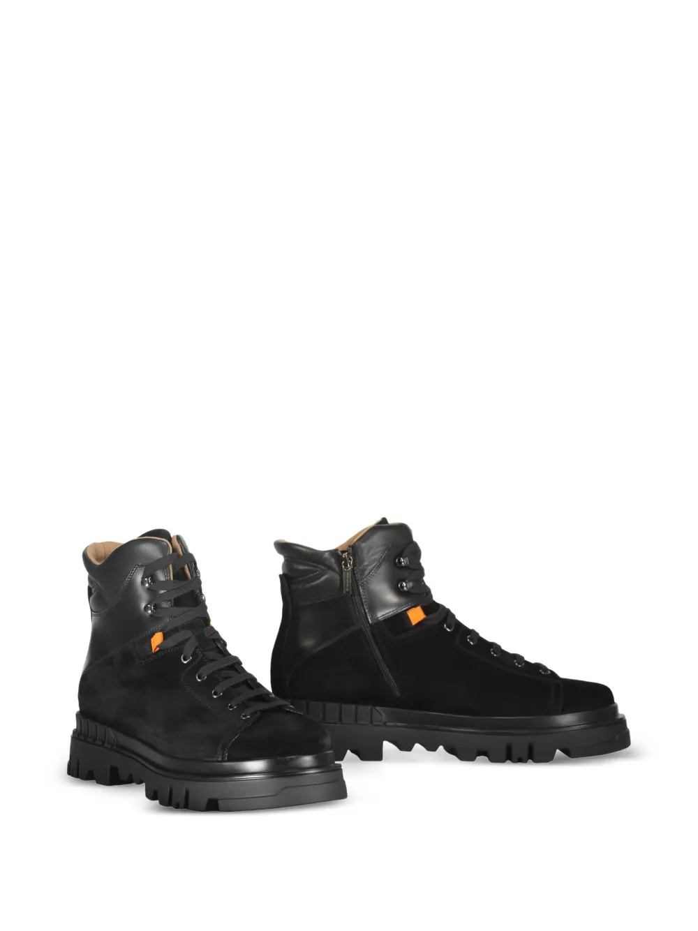 Santoni lace-up leather boots Zwart