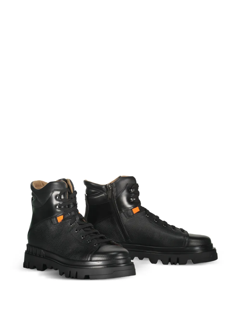 Santoni lace-up panelled boots Zwart