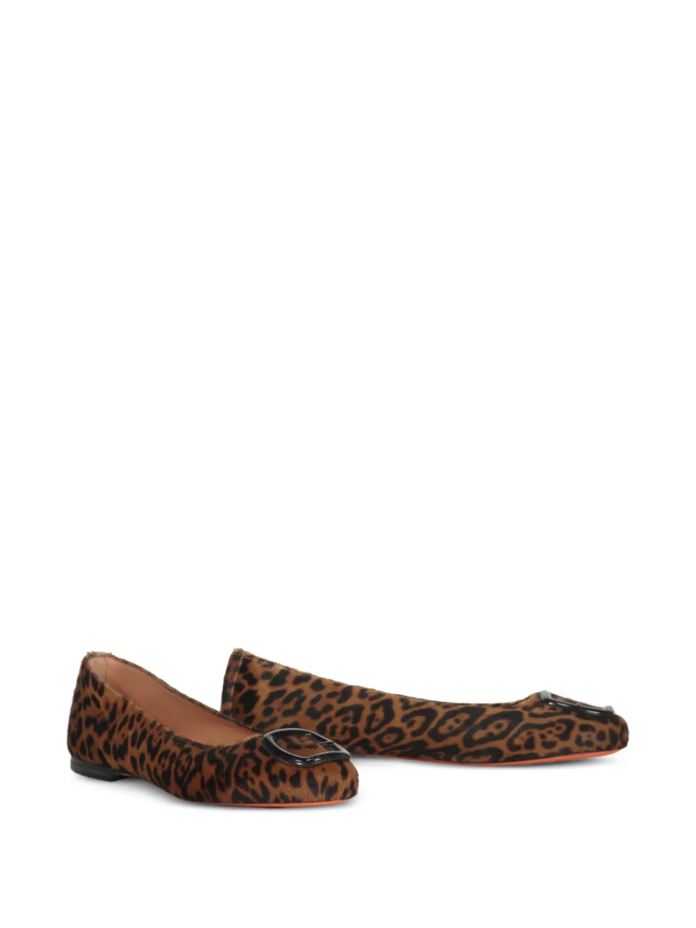 Santoni Ballerina's met dierenprint en gespdetail Beige