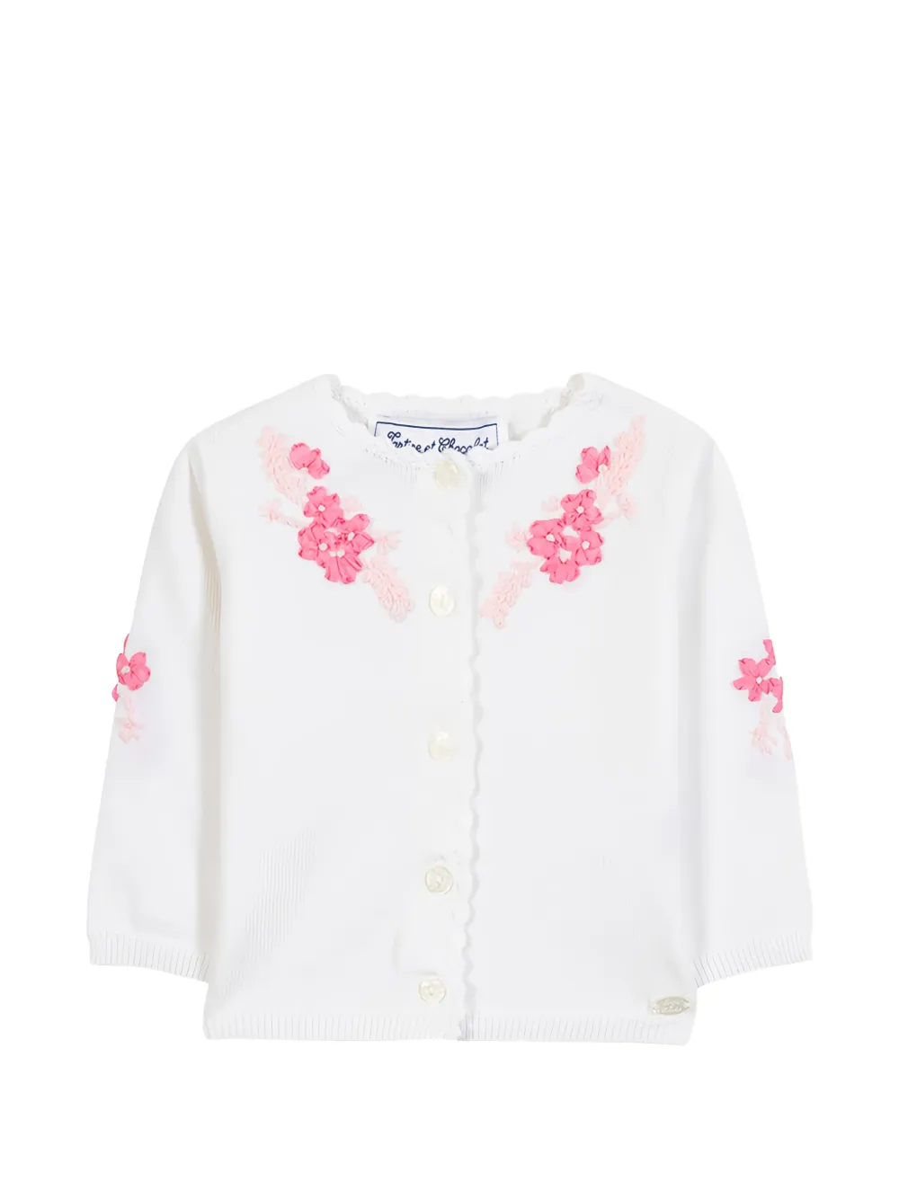Tartine Et Chocolat floral-embroidered cardigan - Bianco
