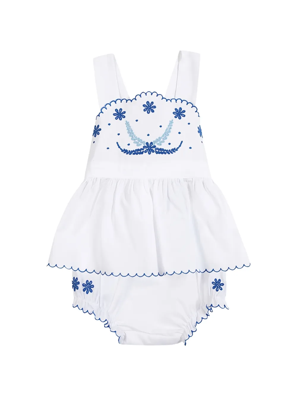 Tartine Et Chocolat floral-embroidered scalloped-edge top - Bianco