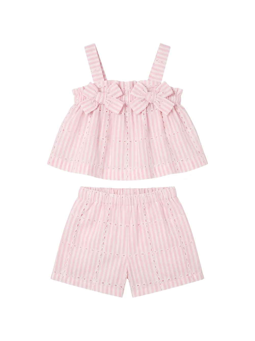 Tartine Et Chocolat broderie-anglaise striped shorts set - Rosa