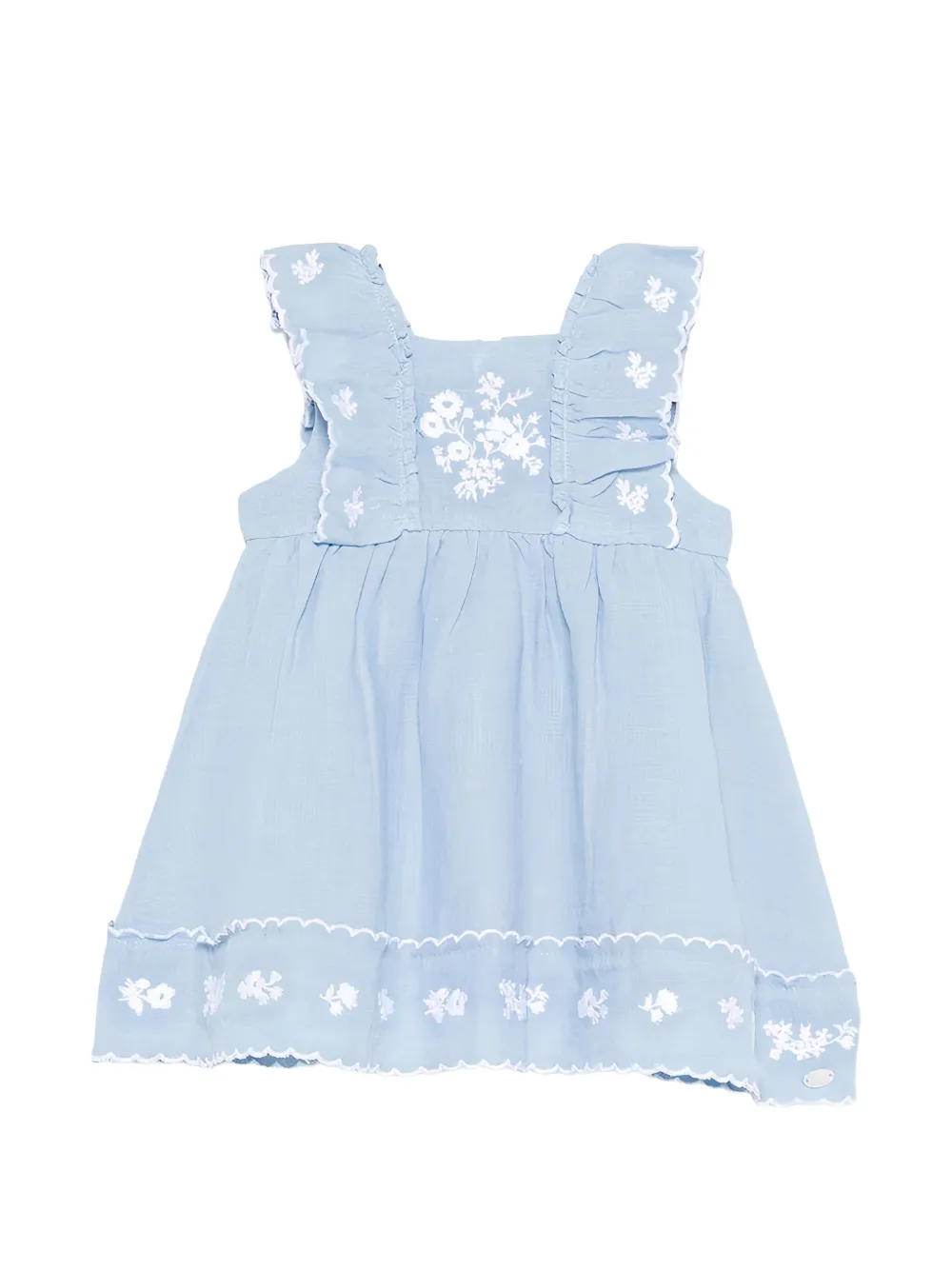 Tartine Et Chocolat floral-embroidered ruffled dress - Blau