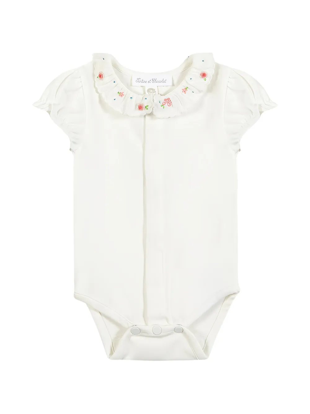Tartine Et Chocolat floral-embroidered cotton bodysuit - Toni neutri