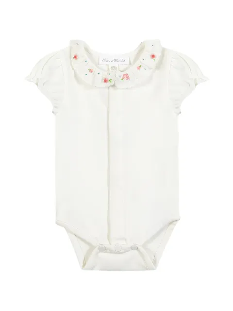 Tartine Et Chocolat floral-embroidered cotton bodysuit