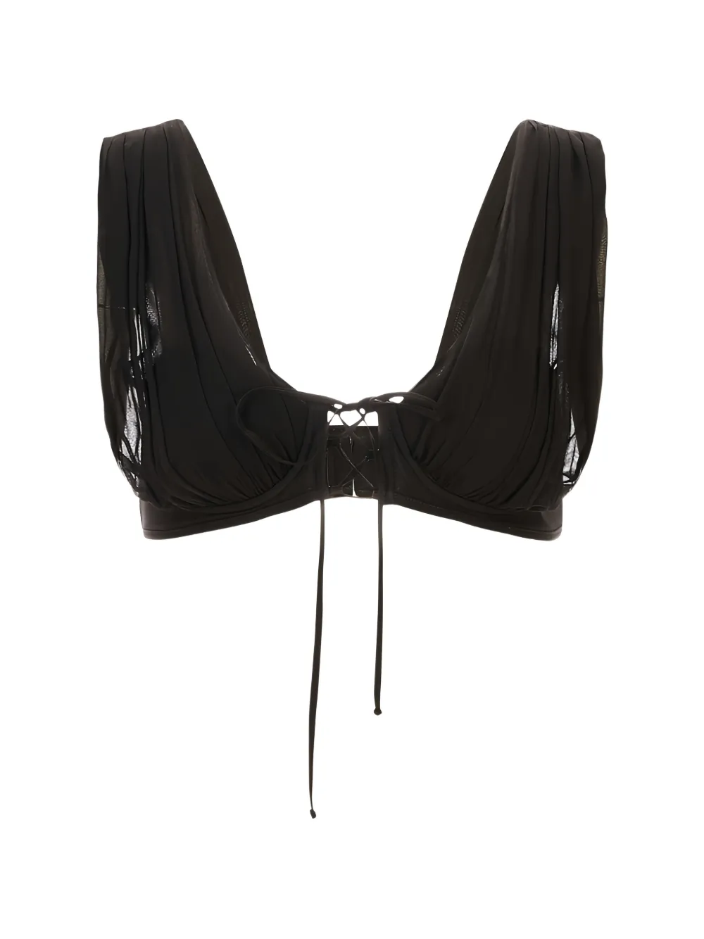 Giuseppe Di Morabito lace-up draped top - Nero