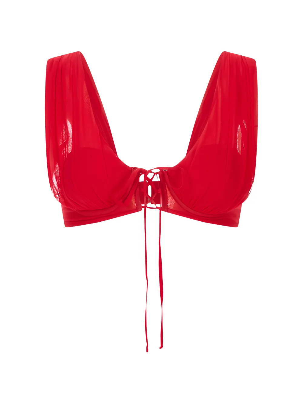 Giuseppe Di Morabito lace-up draped bra - Rot