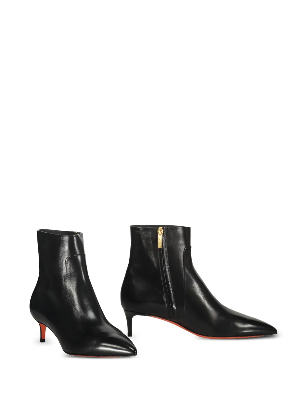 Santoni pointed-toe leather ankle boots Zwart