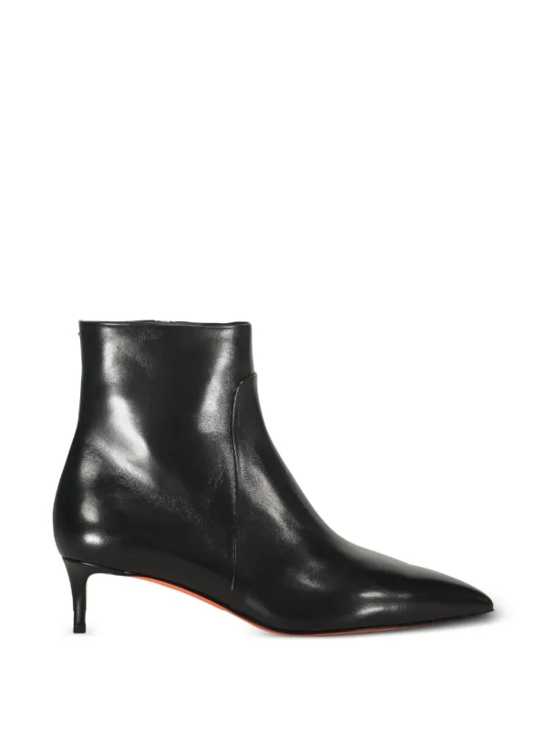 Santoni Pointed-toe Leather Ankle Boots in Black