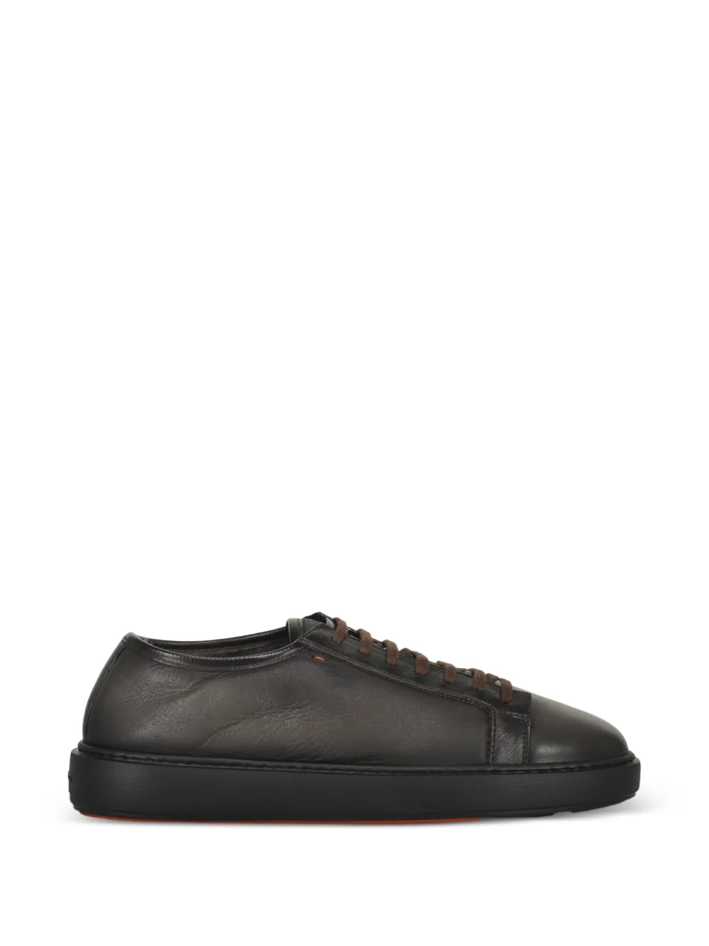 Santoni leather low-top sneakers - Braun