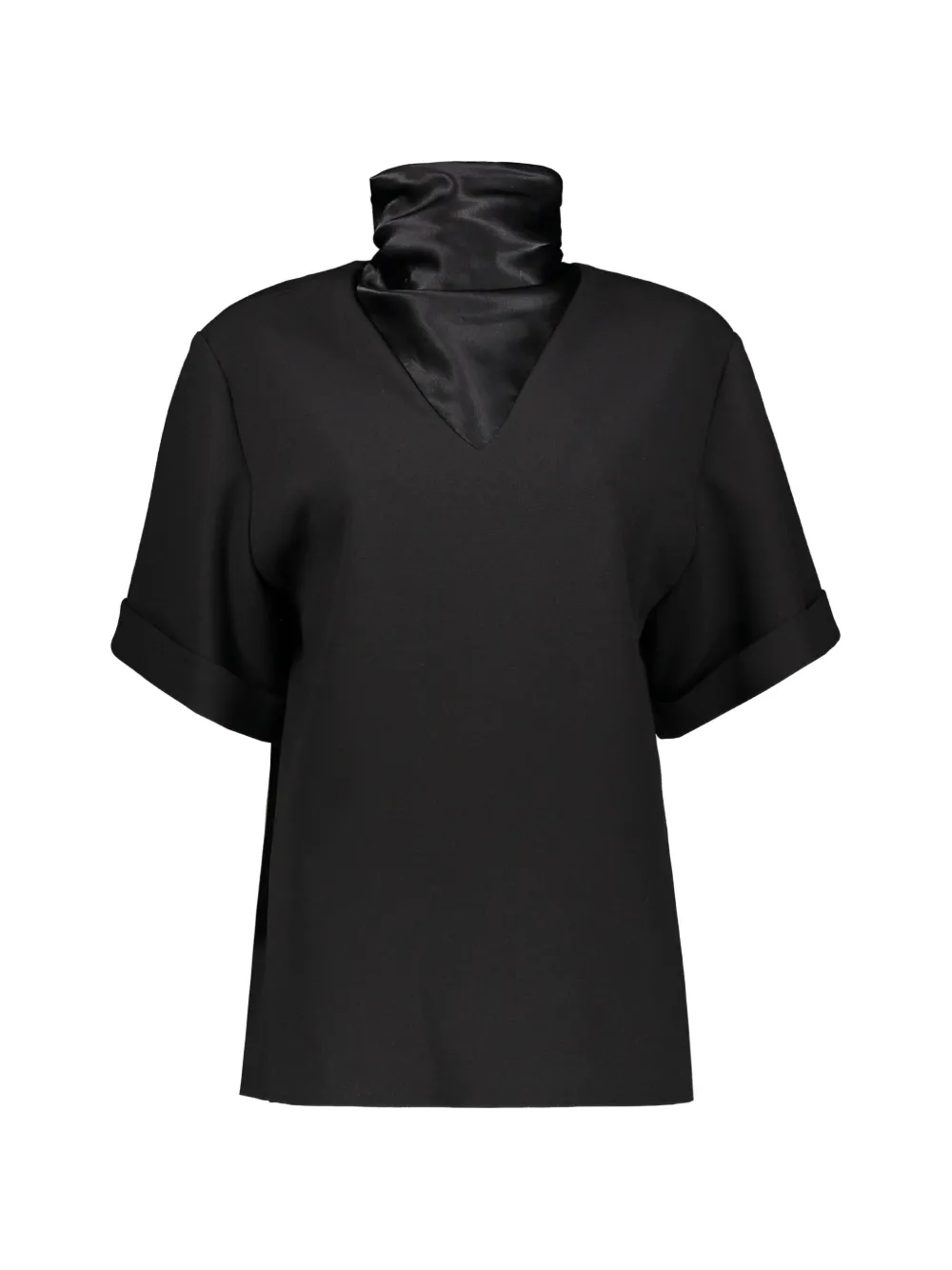 Ellery stand-up collar cuffed-sleeve top - Nero