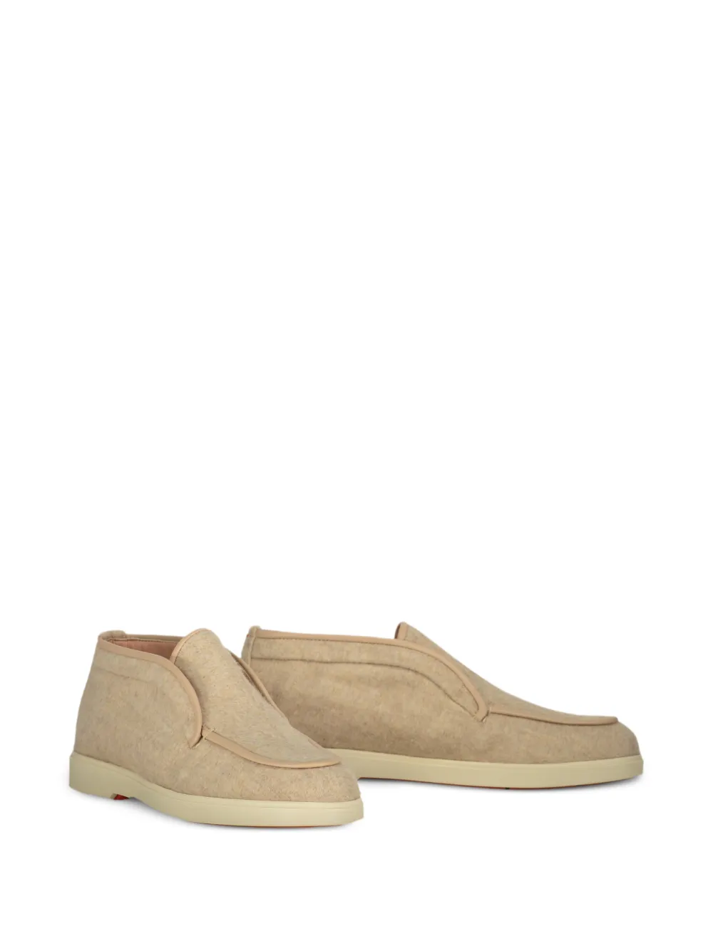 Santoni suede-trimmed wool boots Beige