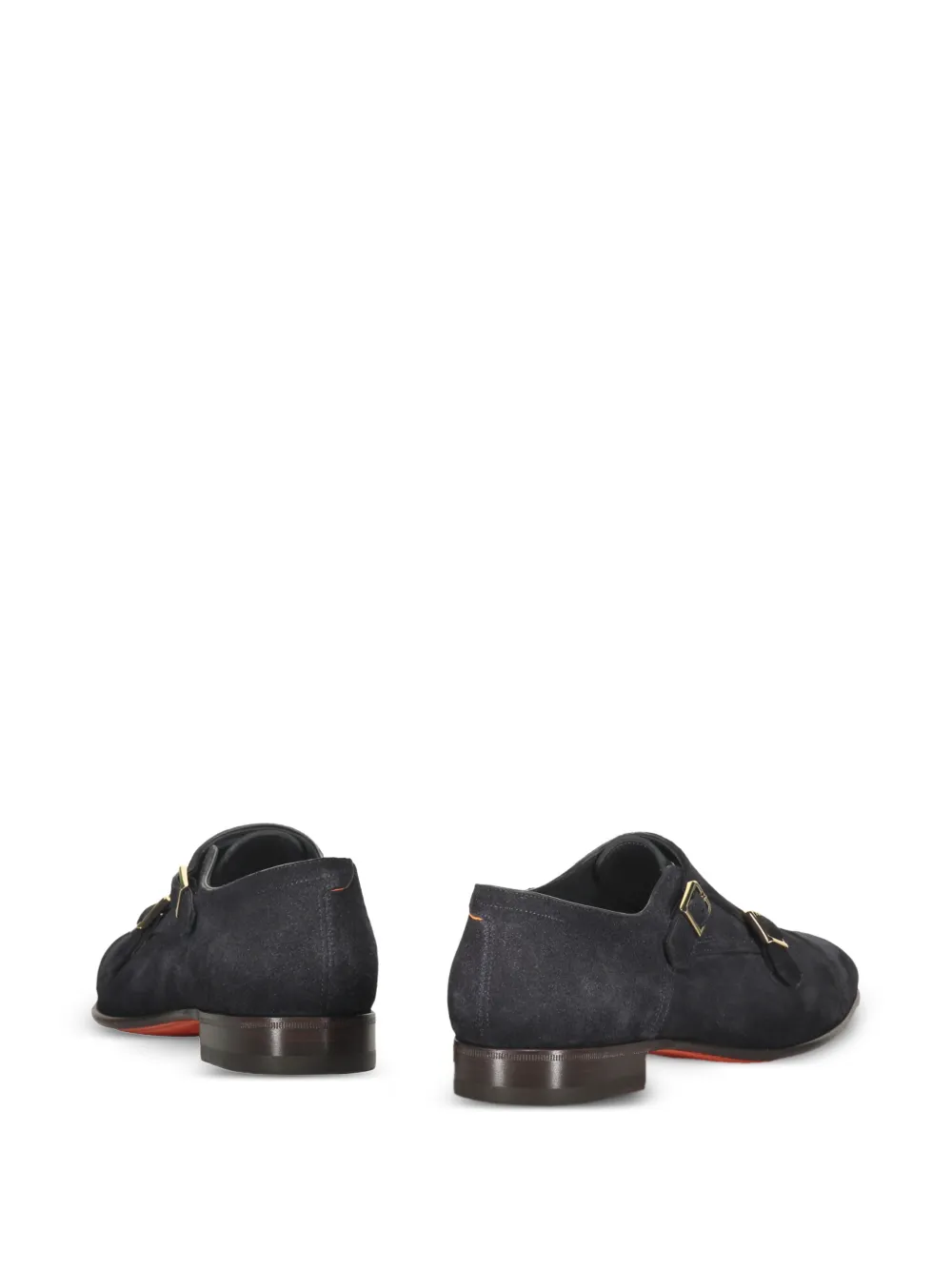 Santoni double-buckle suede monk shoes Blauw