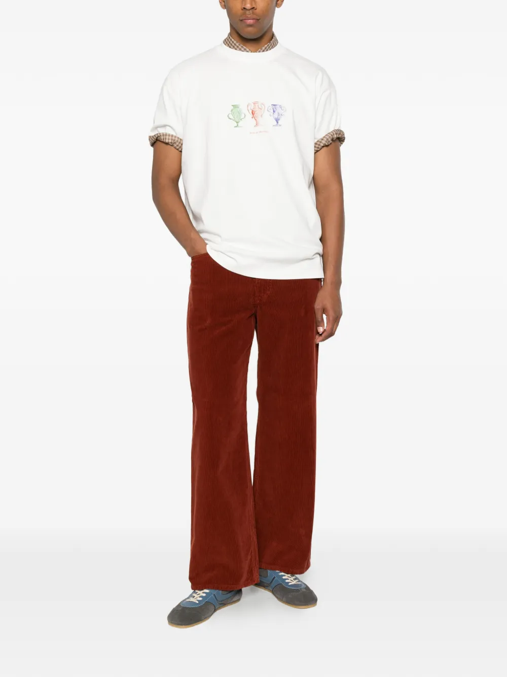 Drôle De Monsieur Katoenen T-shirt met grafische print Beige