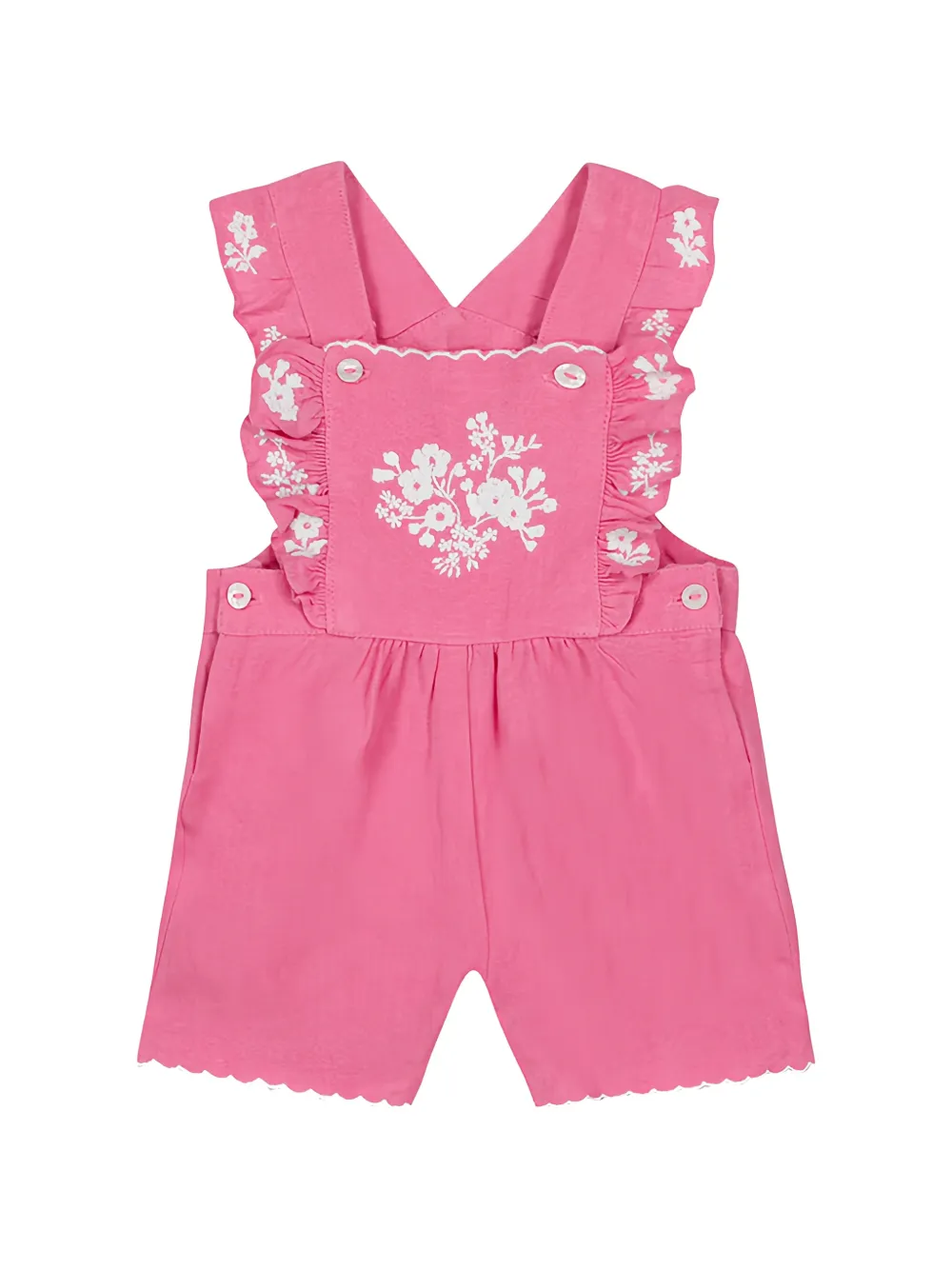 Tartine Et Chocolat floral-embroidered ruffled playsuit - Rosa