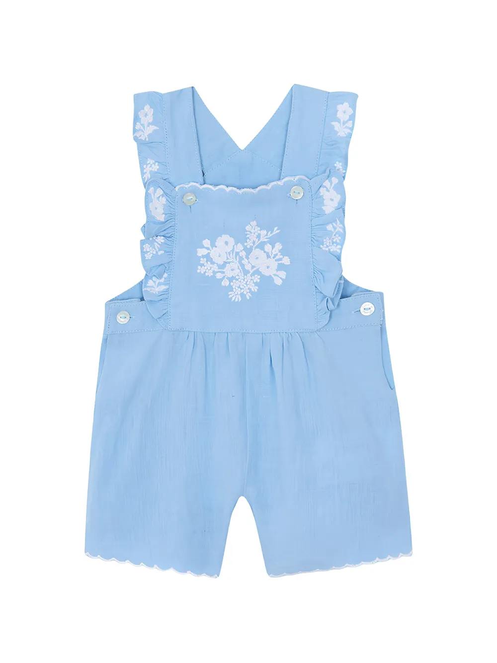Tartine Et Chocolat floral-embroidered ruffled playsuit - Blau