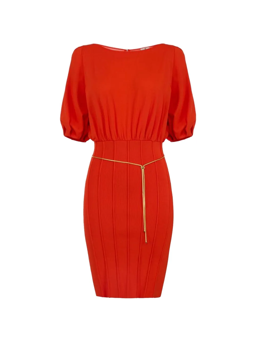Elisabetta Franchi belted puff-sleeve mini dress - Rosso