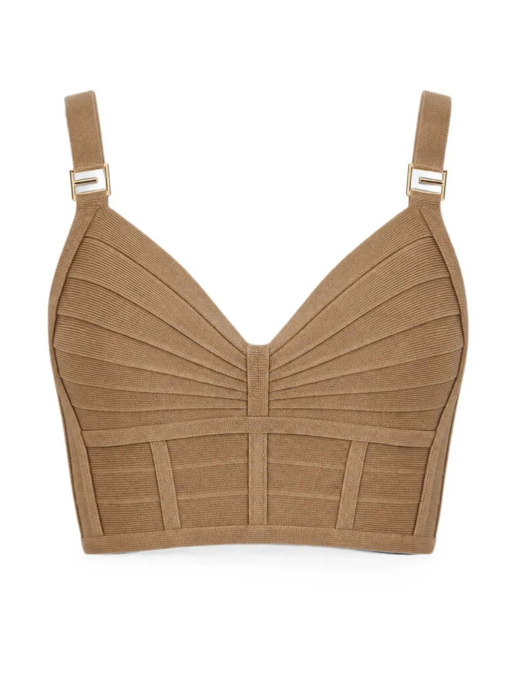 Elisabetta Franchi Top met vlakken en logoplakkaat Beige