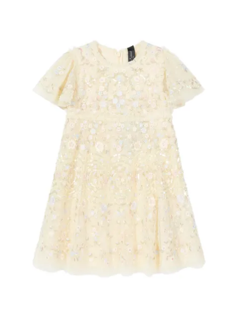 NEEDLE & THREAD KIDS kjole med blomsterbroderi og pailletudsmykning