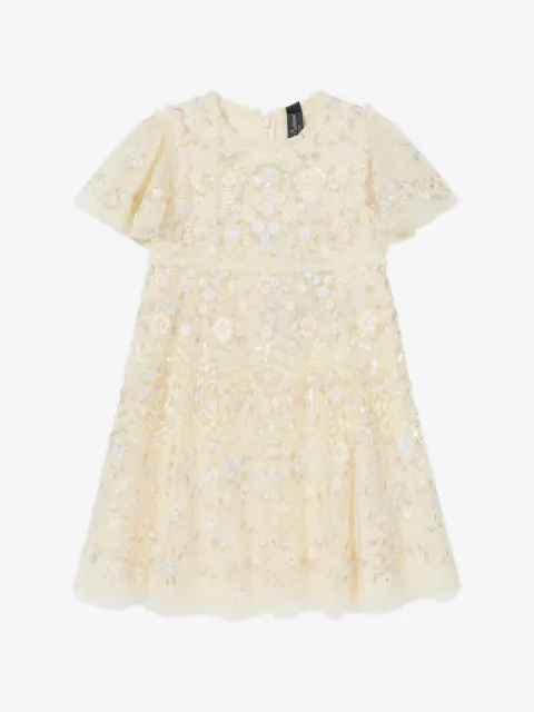NEEDLE & THREAD KIDS sequin-embellished floral-embroidered dress