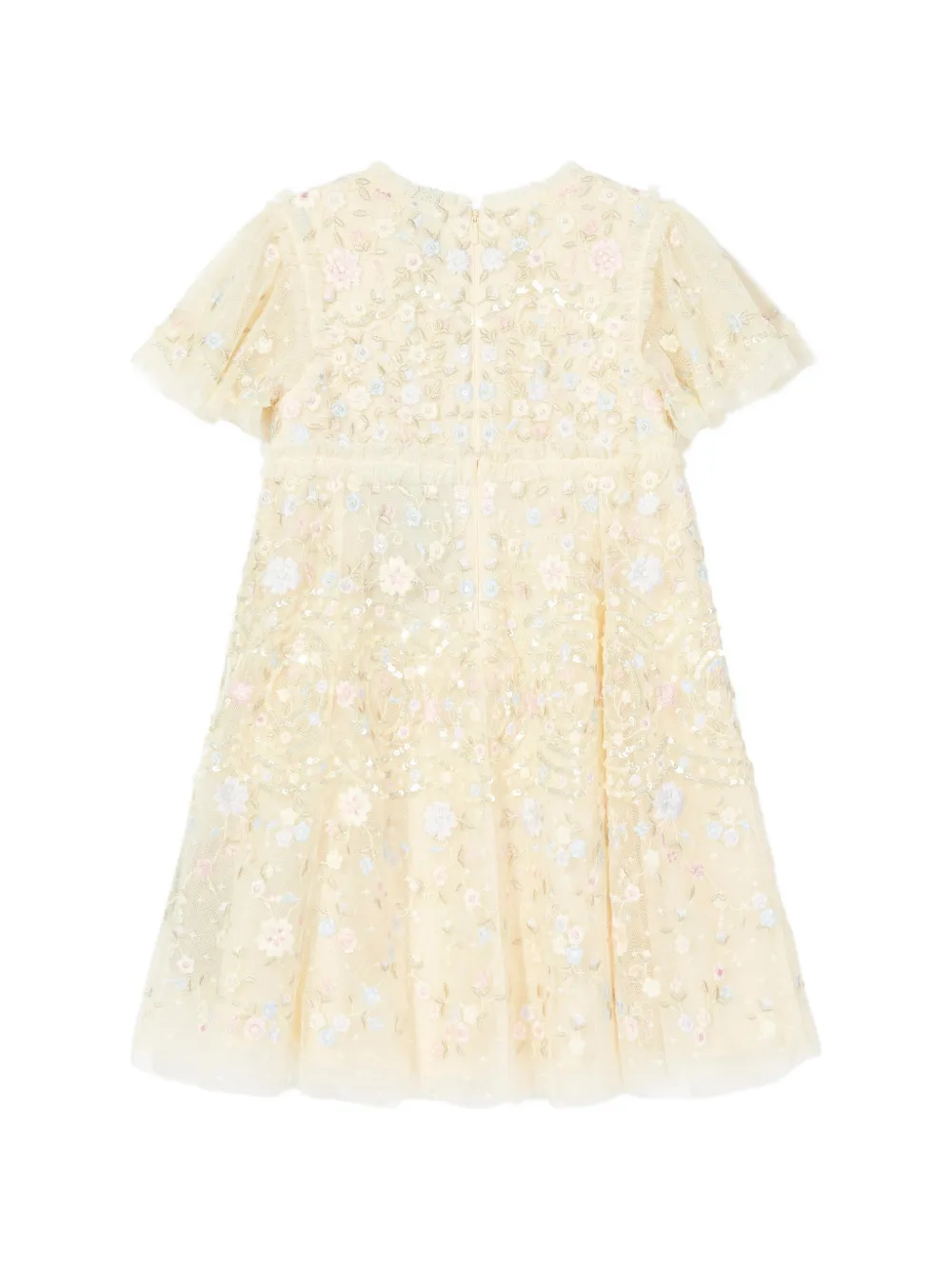 NEEDLE & THREAD KIDS Jurk met geborduurde bloemen en pailletten Beige