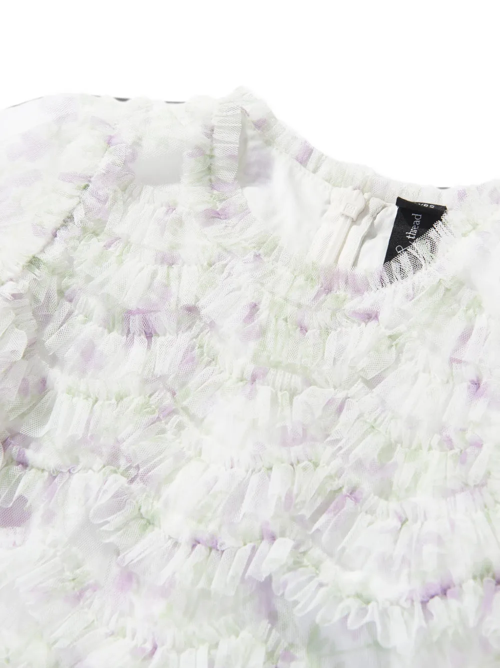 NEEDLE & THREAD KIDS Jurk met bloemenprint en ruches Wit