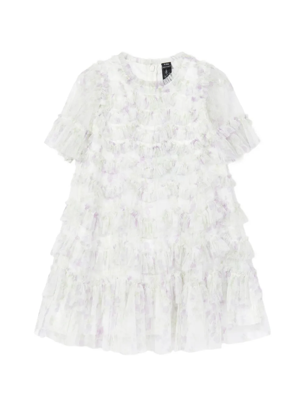 NEEDLE & THREAD KIDS floral-print ruffled dress - Bianco