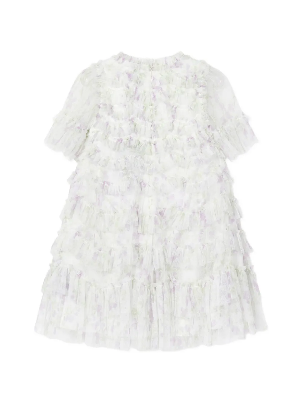 NEEDLE & THREAD KIDS Jurk met bloemenprint en ruches Wit