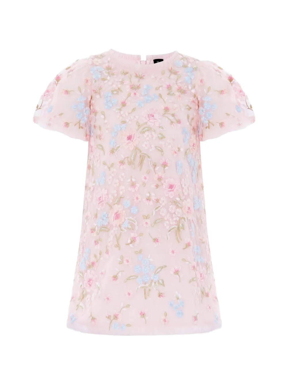 Needle & Thread Kids' Floral-embroidered Tulle Dress In Pink