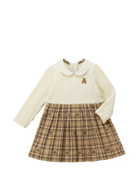 Miki House cable-knit check-pattern dress